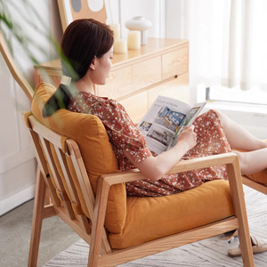 كرسي استرخاء فاخر من خشب البلوط الصلب مع مسند للقدمين، تصميم عصري لغرفة المعيشة وغرفة النوم والفنادق، قابل للتخصيص - Product Image 3