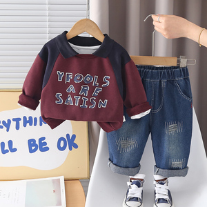 <span class=keywords><strong>2026</strong></span> Meistverkaufte Lässige Cartoon-Kinderkleidung Großhandel Jungen 2-Teiliges Set Langarm-Kapuzenpullover mit Tasche & Jeanshose - Product Image 2