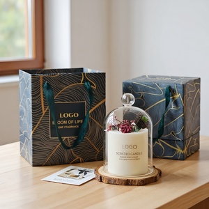 Hot Selling Flower Aromatherapy Vanilla Dried Flower Soy Wax Scented <b>Candle</b> With Glass Jar Gift Box - Product Image 1