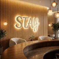 Papan Nomor Kamar Hotel LED Backlit Kustom dari Baja Anti Karat dengan Penerangan LED, Papan Nomor Rumah