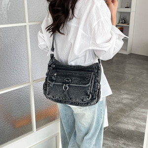 Wholesale Women's Retro Large Denim Canvas Crossbody Shoulder Bag Lightweight Casual <b>Tote</b> Handbag Purse - Product Image 1