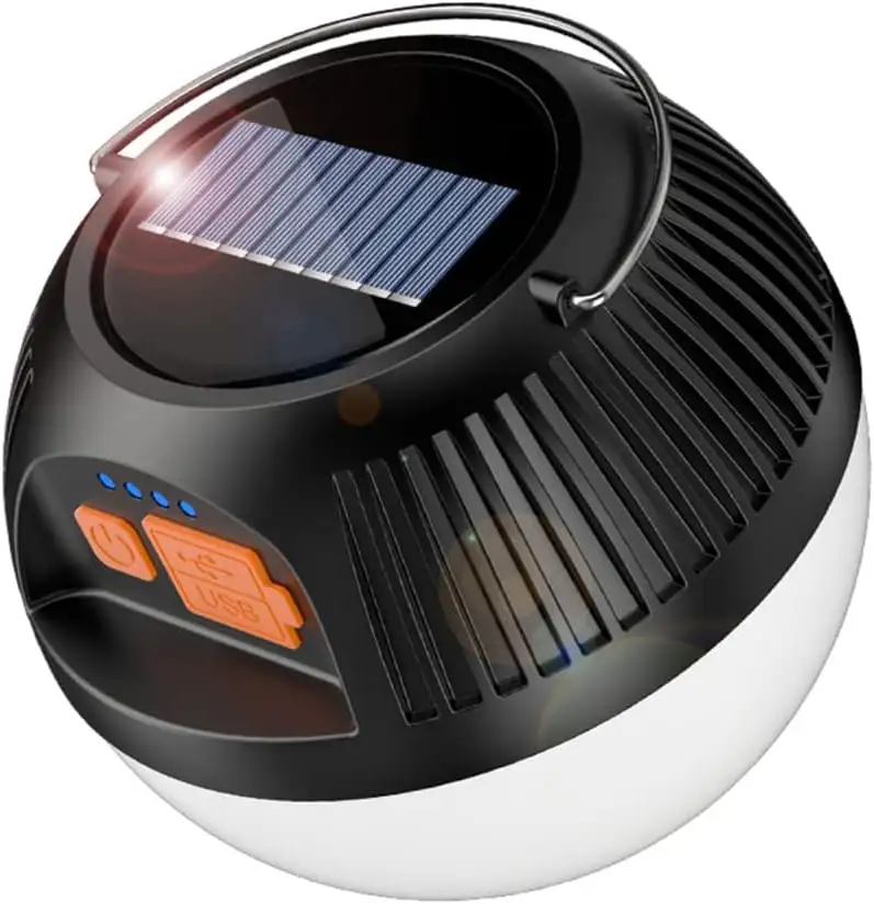 Lanterna de led solar para acampamento, portátil, multifuncional, à prova d' água, tipo-c, recarregável, luzes externas de tenda