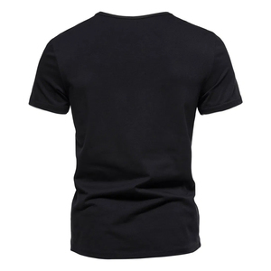 Camiseta de manga corta de algodón de buena calidad para hombre de verano, camiseta de gran tamaño con cuello en V, venta al por mayor - Product Image 4