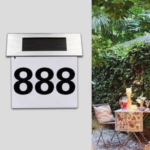 Outdoor Solar LED Door Number <b>Light</b> Stainless Steel Waterproof Rectangular 888 Sign With Numbers And <b>Letters</b> For Home Garden Use - Product Image 1
