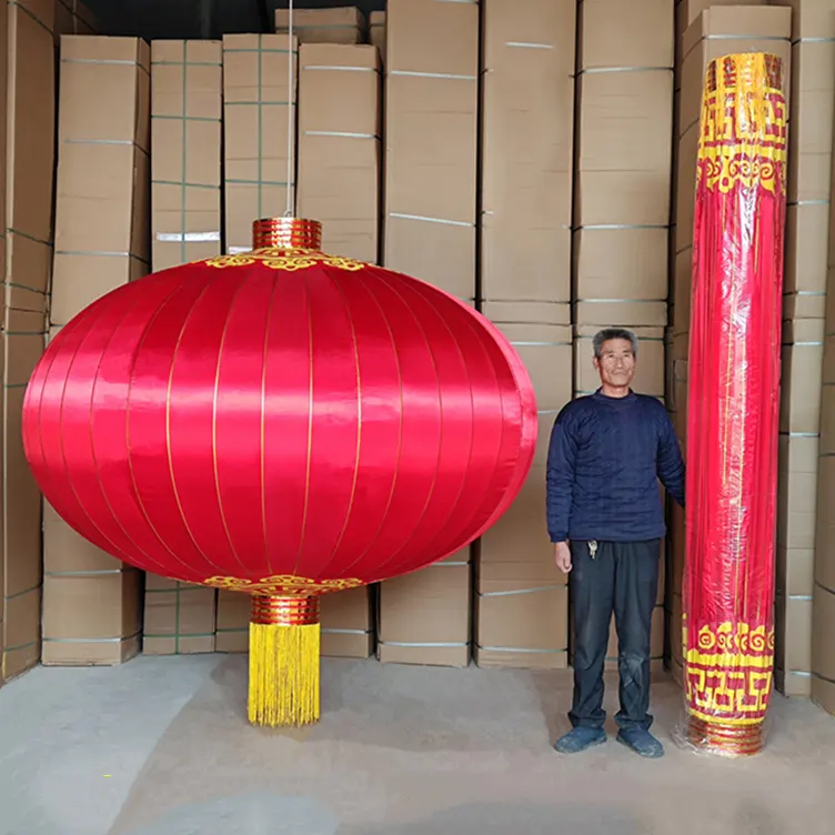 2023 Factory Wholesale Cheap Waterproof large Chinese New Year Red Silk Lantern Festive decorations