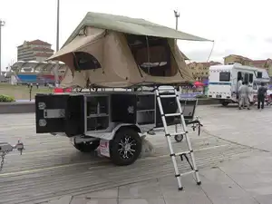 Kapalı yol katlama 4X4 CamperInflatable çadır Offroad kamp karavan Atv Expedition güneş enerjili çekme karavan kamyon için