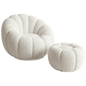 Modern <strong>Boucle</strong> Petal Shape Lazy Chair Single Round <strong>Bean</strong> <strong>Bag</strong> Accent Chair for Living Room Hotel - Product Image 4