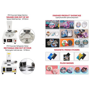 Großhandel Fabrikpreis Buttonmaschine für 50*50mm 2*2 3*3 Zoll PPX Halbautomatische Pneumatische Kühlschrankmagnet-Herstellungsmaschine - Product Image 4
