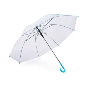 Nuovo Design 21 pollici automatico gradiente colorato dritto EVA POE ombrello da pioggia 8k telaio in ferro ombrellone trasparente per bambini