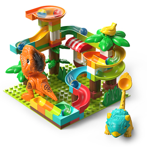 FEELO FL2321 Jouet éducatif de construction DIY Blocs de construction en plastique avec catapulte de dinosaure modèle de toboggan - Product Image 3