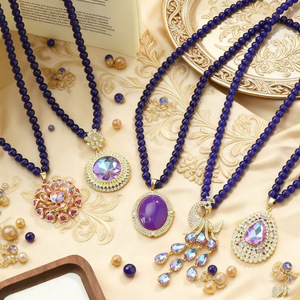 Guohaoshipin Chinese Style Violet Necklace Long Sweater Chain Animal Pendant Gift Jewelry Zinc Alloy Bezel Setting - Product Image 2