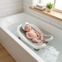 Transat de bain pour bébé avec design à jambes séparées, appui-tête en TPE souple, ventouses puissantes, séchage rapide, pliable, rangement suspendu, nouveau-né, OEM