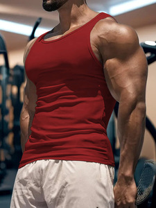 OEM <b>men</b> solid workout tank top custom logo thin fabric gym training <b>singlet</b> <b>for</b> european american summer market - Product Image 5