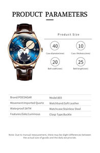 POEDAGAR 803 Nouvelle Montre à Quartz Tendance Bracelet en Cuir Étanche Lumineuse Date Sport Décontracté pour Hommes Reloj Hombre - Product Image 6