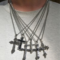 Collier chaîne maillons style Hip-Hop, lot de 6 pendentifs croix en acier inoxydable, pour tenue de rue et quotidienne