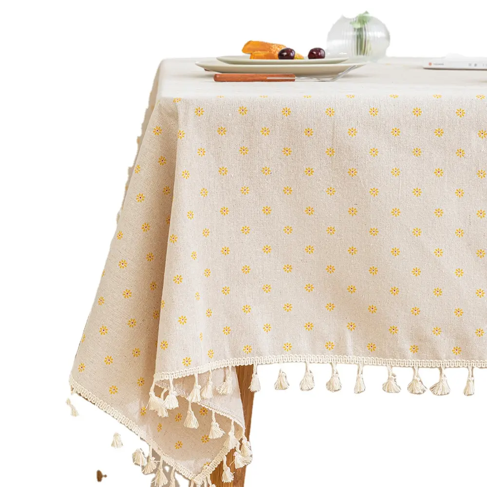 Yellow Chessboard Decorative Table Cloth Cotton Linen Tablecloth Dining Table Cover For Kitchen Home Decor