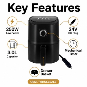 Friteuse à air portable 3.0L 24V 250W pour camion, avec prise allume-cigare pour <span class=keywords><strong>camping</strong></span>-<span class=keywords><strong>car</strong></span> et <span class=keywords><strong>camping</strong></span> - Product Image 3