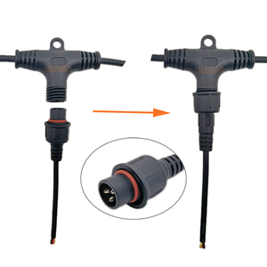 Black Plastics IP67 IP68 2 pin 3 pin 4 pin T Shape Tee Connector 1 Male Ends 2 Female End waterproof cable