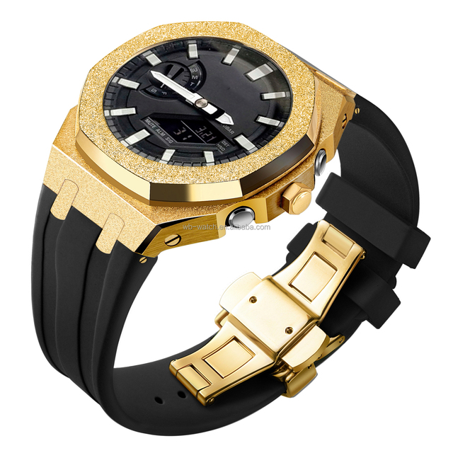 Stainless Steel Frosted Watch Bezel Silicone Strap Case Custom Ga 2100 Retrofit Ga 2110 Mod Kit for G Shock Casiaok Ga2100
