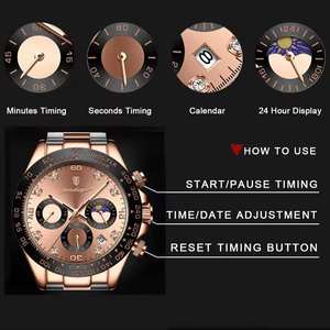 Montres à quartz pour hommes Hot POEDAGAR 629, bracelet en acier inoxydable, design tendance, étanches, affichage analogique antique 2026 - Product Image 4