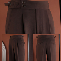 Pantalon de costume napolitain pour homme, plissé italien, coupe droite, style vintage, idéal pour l'été, le bureau, les affaires, les mariages et les occasions formelles