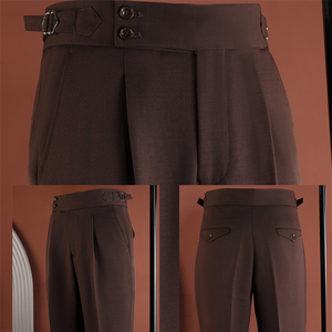 <span class=keywords><strong>Pantaloni</strong></span> da <span class=keywords><strong>Uomo</strong></span> Stile Napoletano, Gamba Dritta con Pieghe Italiane, <span class=keywords><strong>Pantaloni</strong></span> Eleganti Vintage per Ufficio, Matrimonio e Occasioni Formali Estive - Product Image 1