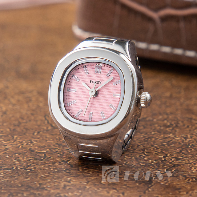 Custom Round Retro Hiphop Finger Tone Ring Watch Elastic Watchband Dial Men Quartz Silver Mini Ring Watch for Women Finger