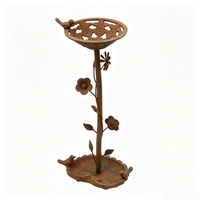 Support de mangeoire à oiseaux en fer antique rouillé avec motif floral pour la cour et l'extérieur
