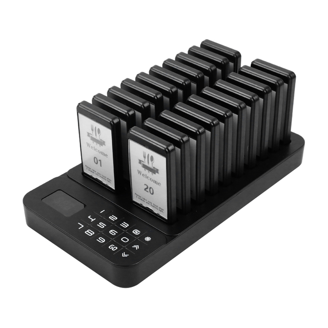 Wireless Restaurant Pager System Waterproof Food Pager Black Food Truck Beepers for Fast Food Dessert Shop Bar Cafe