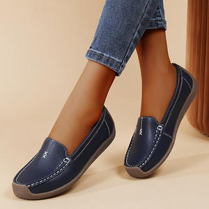Scarpe Basse <span class=keywords><strong>Comode</strong></span> in Pelle da Donna, Slip-On con Suola Morbida, Leggere per Camminare, <span class=keywords><strong>Calzature</strong></span> Casual per Uso Quotidiano - Product Image 1