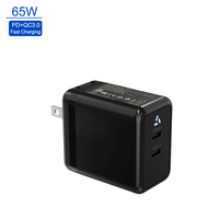 Pengisi Daya Tahan Api GaN 65W Dual Type-C Colokan AS Adaptor Pengisian Cepat PD Pengisi Daya Portabel Khusus untuk Perjalanan untuk Earphone