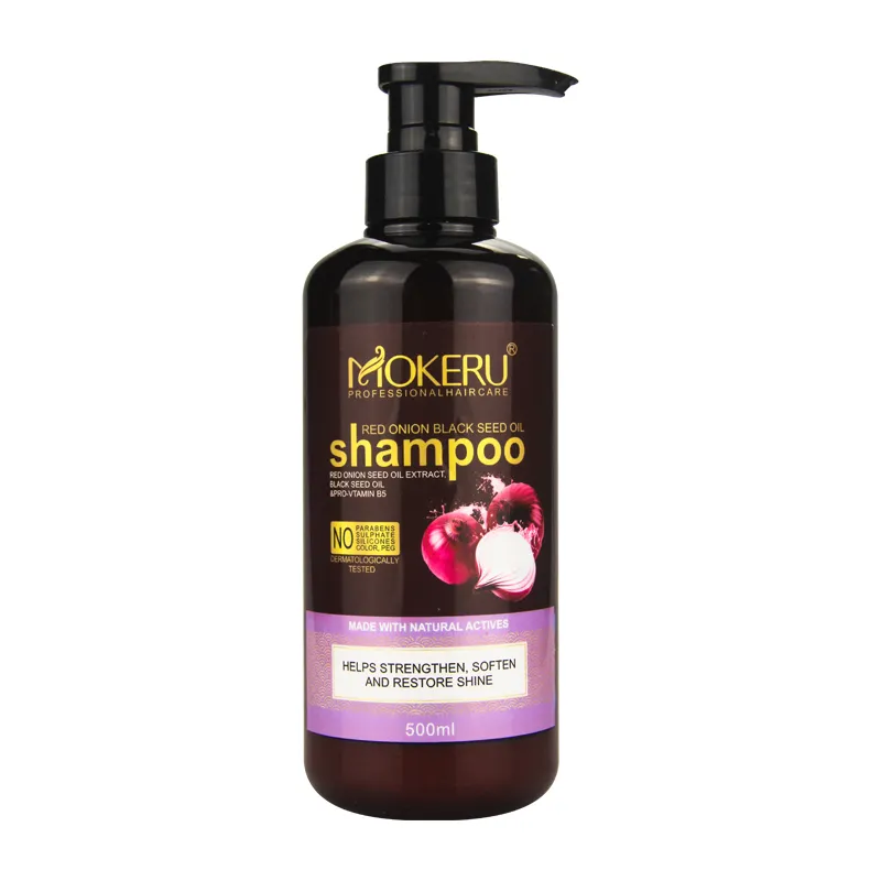 Mokeru Cuidado Personal del Cabello Cebolla Champú Nutritivo Planta Cebolla Roja Champú Reparación Cabello Opaco Champú de Semillas Negras