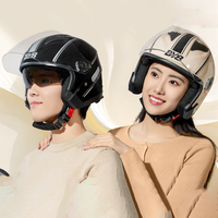 Casques de moto demi-coque à double visière pour scooter, casque de moto, casque de motocross