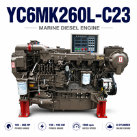 Mesin Diesel Propulsi Kelautan YUCHAI YC6MK260L 6 Silinder Segaris 192kW 260hp 1500rpm untuk Kapal Kargo Kapal Penangkap Ikan