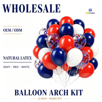 Feile – Lot de 60 ballons en latex brillants rouges, blancs et bleu marine de 12 pouces pour décorations de fête, mariages, baby showers et anniversaires