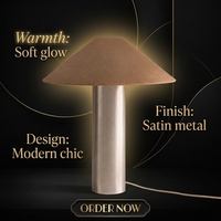 Lampe de table LED en métal à brancher, forme conique, pour chevet ou bureau