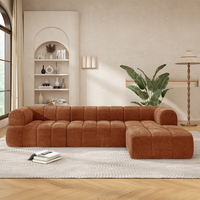 Ensemble de canapé d'angle moderne en forme de L avec mousse haute densité et housse lavable, incluant une chaise longue