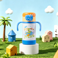 PINKAH Gourde isotherme en acier inoxydable à double paroi anti-fuite 280 ml (10 oz) avec paille pour enfants, idéale pour l'école