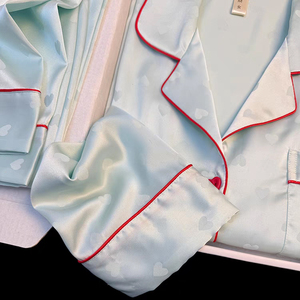 HUOYOUNG-Pijama de seda con estampado floral de Jacquard <span class=keywords><strong>para</strong></span> mujer, nuevo diseño personalizado, 2 uds. - Product Image 2