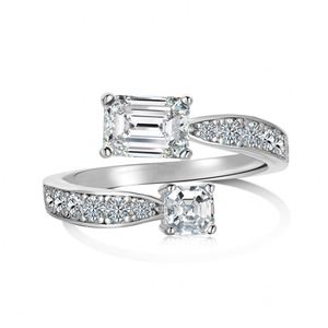 Dylam New Design Top High Jewelry S925 Silver D Color VVS1 Moissanite Stone Open <b>Adjustable</b> Fashion Fine Wedding Promise <b>Rings</b> - Product Image 1