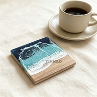 Sous-verre en résine YINHAO motif vague océanique, support de tasse en céramique, dessous de verre décoratif pour tasses à café et sets de table