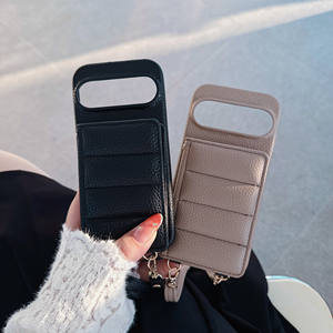 Lujo Litchi PU cuero The Puffer Wallet funda de teléfono para Google <span class=keywords><strong>Pixel</strong></span> <span class=keywords><strong>6</strong></span> 7 8 9 Pro 6A 7A 8A tarjeta dinero ranuras colgante cuerda cubierta - Product Image 3