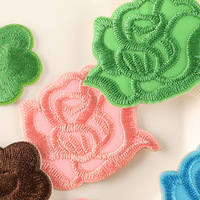 Spot brodé Chenille thermocollant vêtements accessoires Rose tissé Patch nouveau bricolage doudoune et chapeau patchs
