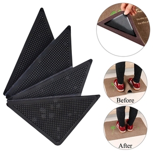 4 pièces de patins antidérapants réutilisables pour coins de tapis, patchs antidérapants triangulaires lavables, adhésifs pour tapis, bande de fixation autocollante - Product Image 4