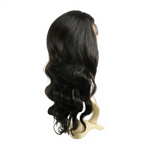 Natural Wavy Indian Remy Virgin HD Full <b>Lace</b> <b>Wig</b> Glueless French/ <b>Lace</b> Base Raw Option Medium 120%-150% Density Womens - Product Image 1