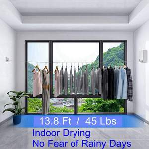 Corde à linge murale rétractable en fil d'acier inoxydable à rebond lent, sans perçage, pour accessoires vestimentaires en gros - Product Image 2