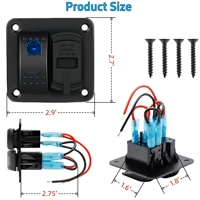 Panneau d'interrupteurs à bascule 1 voie avec chargeur USB PD QC3.0 et voltmètre, panneau d'interrupteurs étanche 12V/24V pour bateau avec autocollants