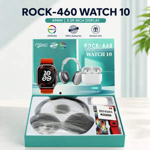 ชุดของขวัญ ROCK-460 Watch 10 3-in-1 นาฬิกาอัจฉริยะ AMOLED ขนาดใหญ่ พร้อมฟังก์ชั่นติดตามสุขภาพ หูฟังแบบครอบหู และหูฟังไร้สาย TWS แบตเตอรี่ใช้งานได้ 4 วัน - Product Image 1