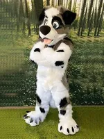 Loup Husky Chien Fursuit pour adultes Mascotte Personnalisée Cosplay Halloween Déguisement avec Longue Fourrure Peluche Unisexe