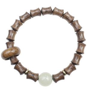 Golden Sandalwood Bamboo Joint <b>Bracelet</b> 8x10mm 17 Beads Ethnic Style Unisex <b>Couple</b> Jewelry Everyday Wear - Product Image 5